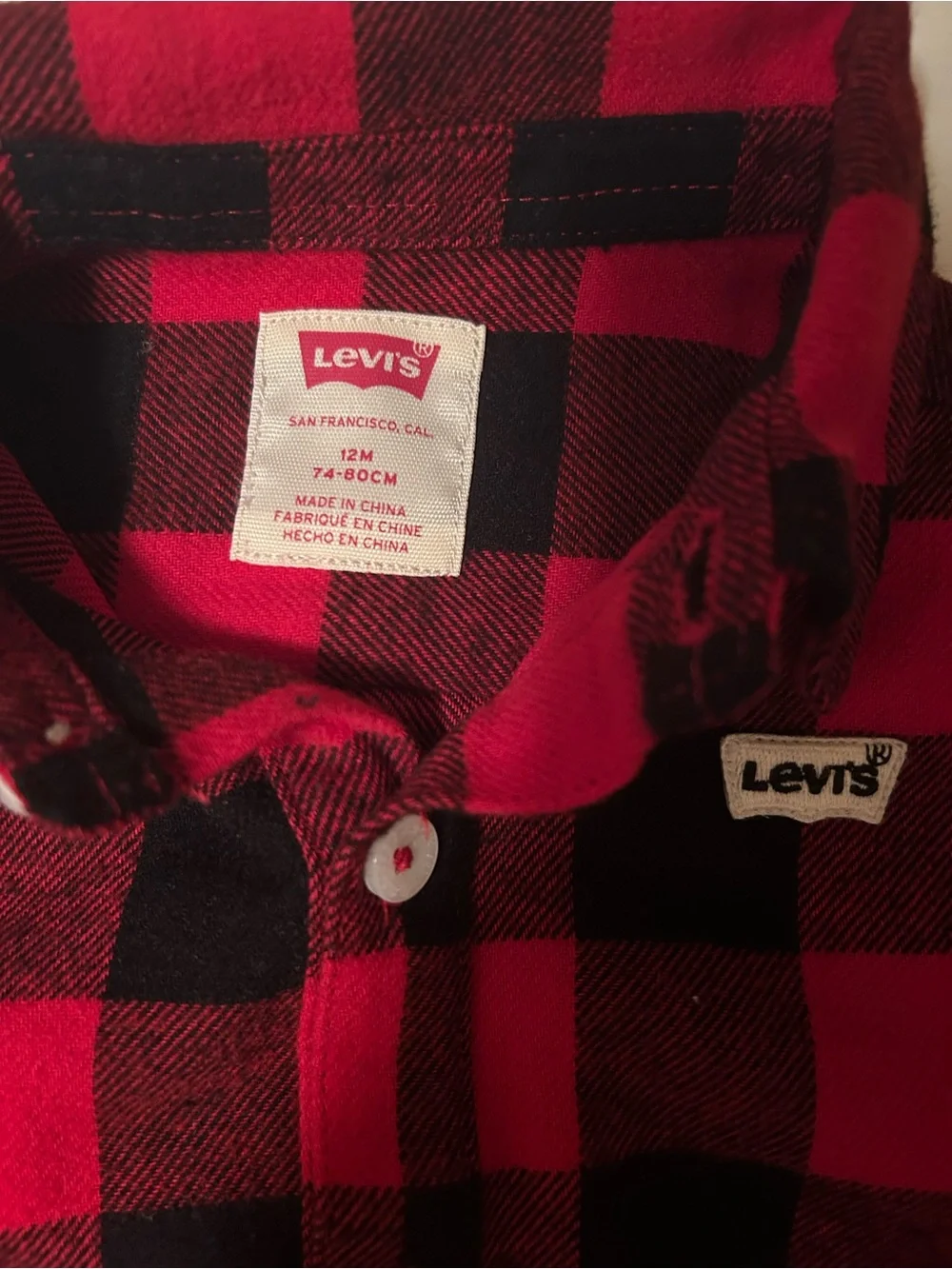 Levi's Red and Black Buffalo Plaid Baby Button-Up